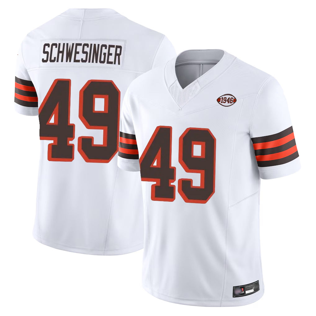 C.Browns #49 Carson Schwesinger Player White Limited Vapor F.U.S.E. Alternate Game Edoa Stitched Jerseys