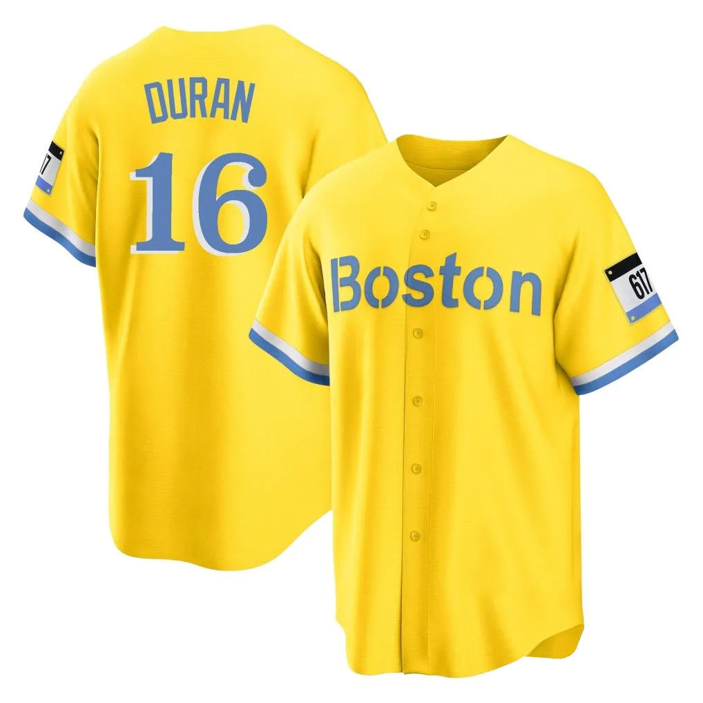B.Red Sox #16 Jarren Duran Player Yellow Home Game Edoa Stitched Jerseys