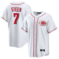 C.Reds #7 Spencer Steer Player White Game Home Edoa Stitched Jerseys