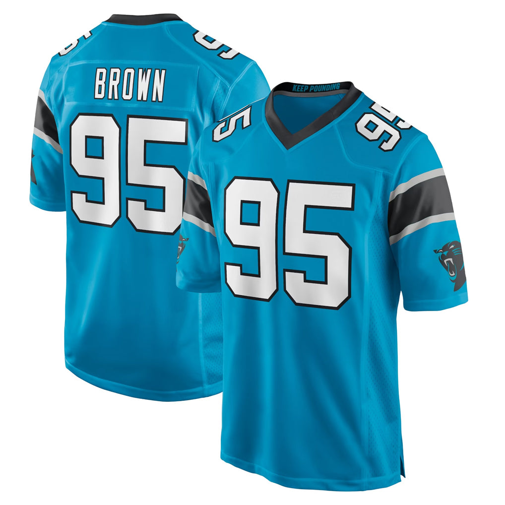 C.Panthers #95 Derrick Brown Player Blue Game Edoa Stitched Jerseys