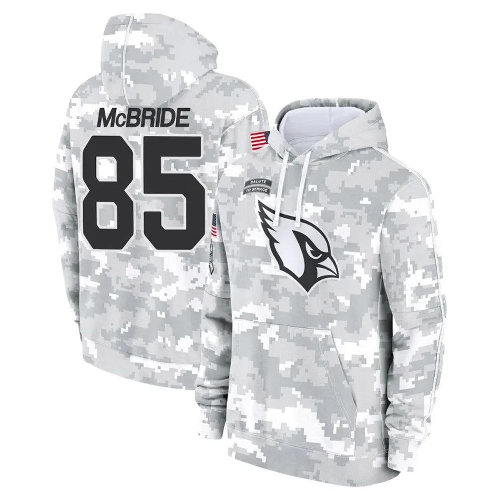 A.Cardinals #85 Trey McBride Player Camo Salute to Service Hoodies Edoa Stitched Jerseys