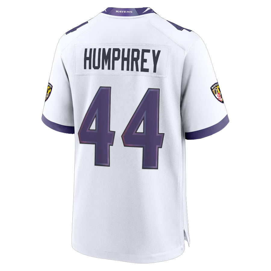 B.Ravens #44 Marlon Humphrey Player White Home Game Edoa Stitched Jerseys