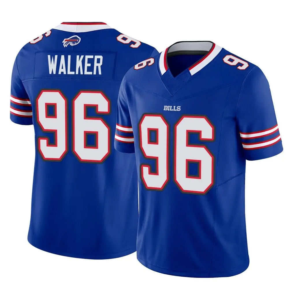 B.Bills #96 Deone Walker Player Royal Vapor F.U.S.E. Limited Home Game Edoa Stitched Jerseys