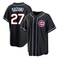 C.Cubs #27 Seiya Suzuki Player Black Fashion Out Game Edoa Stitched Jerseys