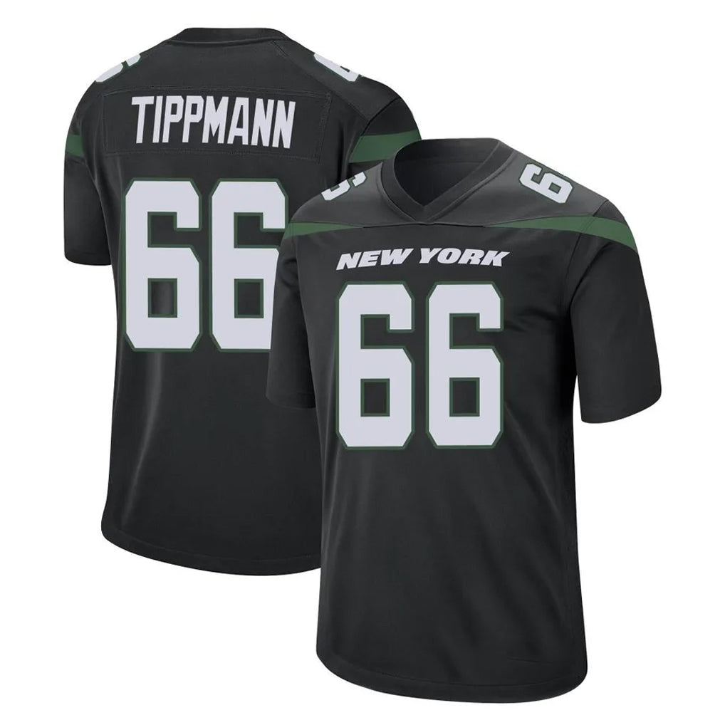 NY.Jets #66 Joe Tippmann Player Stealth Black Home Game Edoa Stitched Jerseys
