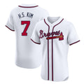 A.Braves #7 Ha-Seong Kim Player White Limited Elite Home Game Edoa Stitched Jerseys