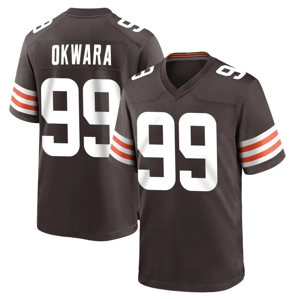C.Browns #99 Julian Okwara Player Brown Home Game Edoa Stitched Jerseys