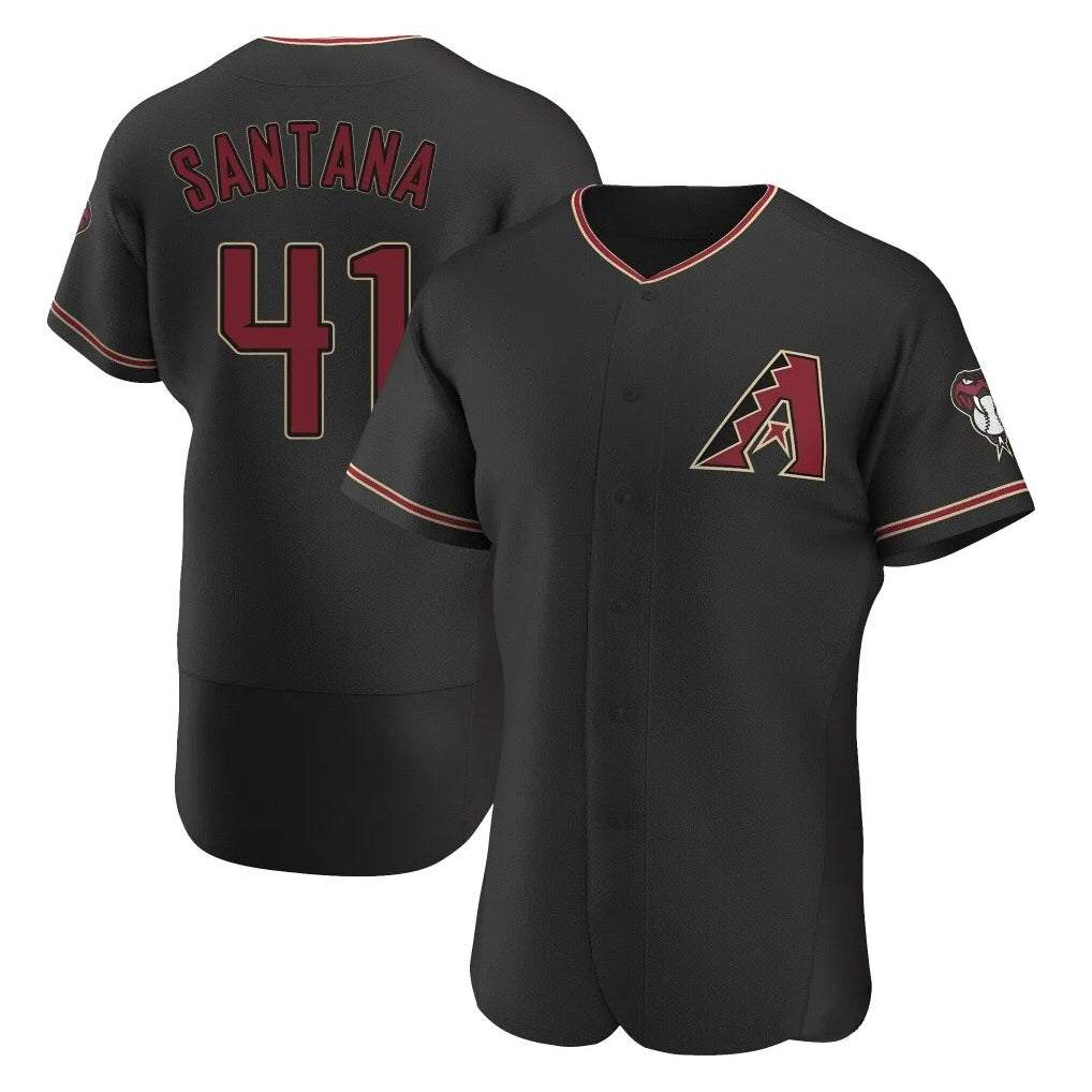 A.Diamondbacks #41 Carlos Santana Player Black Limited Elite Home Game Edoa Stitched Jerseys