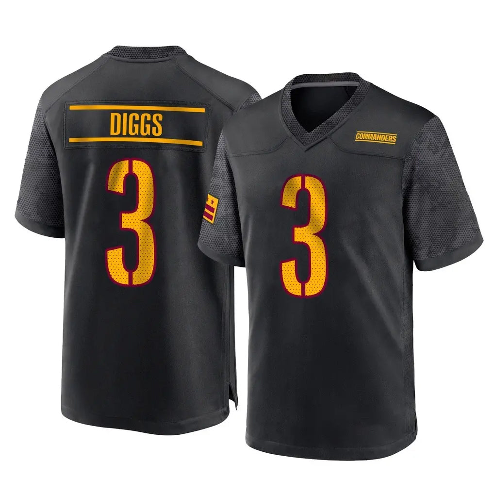 W.Commanders #3 Stefon Diggs Player Black Home Game Edoa Stitched Jerseys