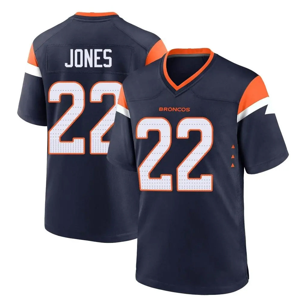 D.Broncos #22 Brandon Jones Player Navy Home Game Edoa Stitched Jerseys