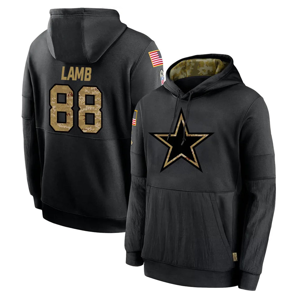 D.Cowboys #88 CeeDee Lamb Player Black Salute to Service Pullover Hoodies Limited Edoa Stitched Jerseys