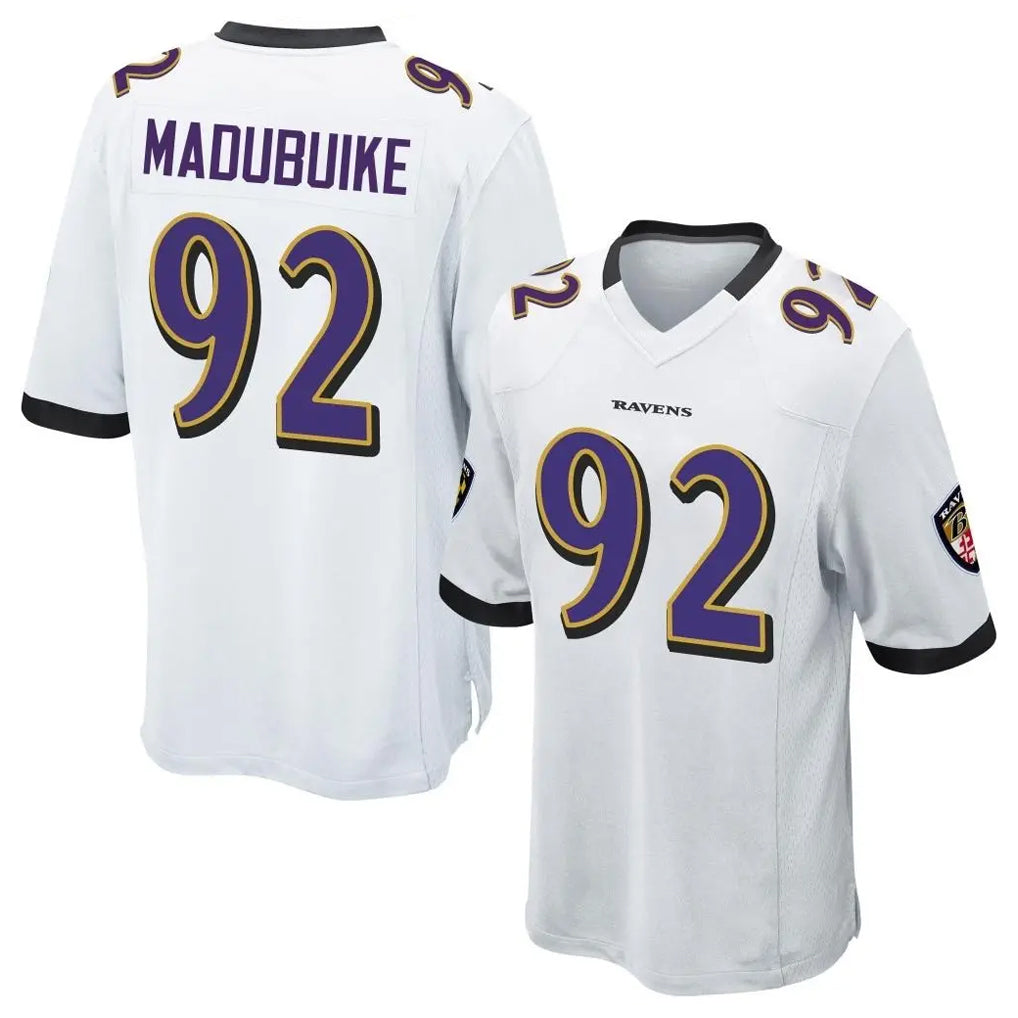 B.Ravens #92 Nnamdi Madubuike Player White Alternate Home Game Edoa Stitched Jerseys