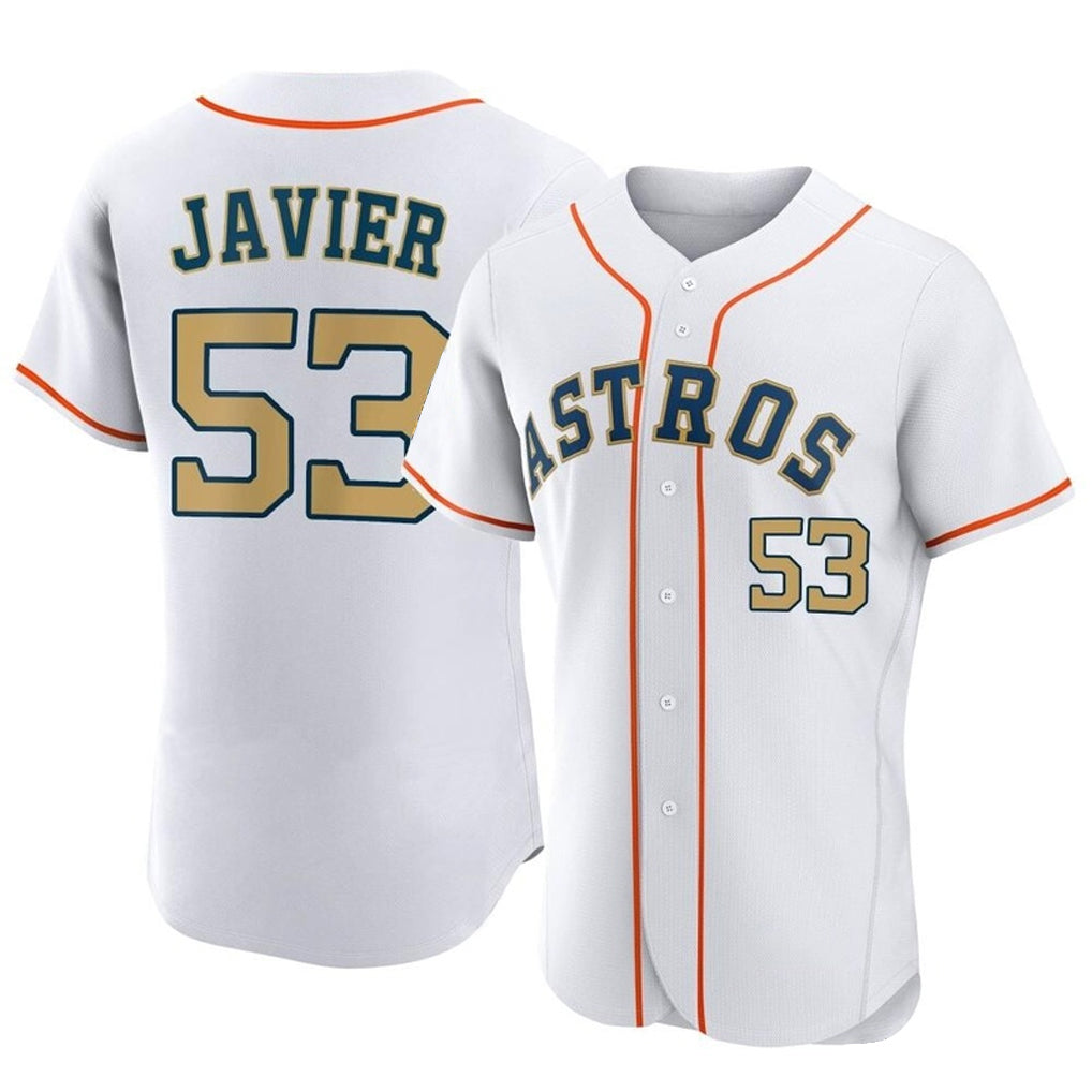 H.Astros #53 Cristian Javier Player Gold Collection Limited Elite Home Edoa Stitched Jerseys