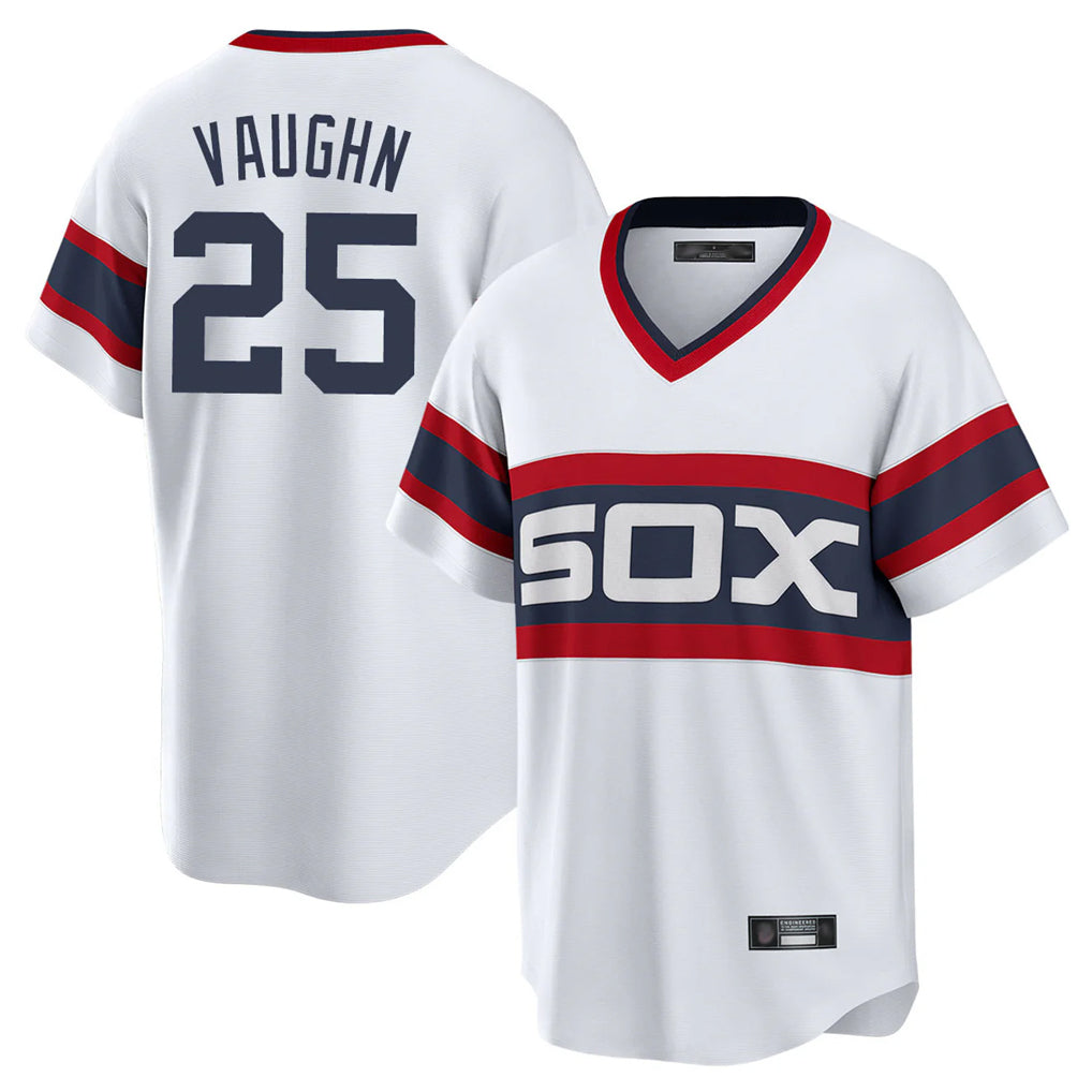C.White Sox #25 Andrew Vaughn Player White T-shirt Home Game Edoa Stitched Jerseys