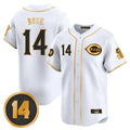 C.Reds #14 Pete Rose Player White-Gold Vapor Premier Limited Home Edoa Stitched Jerseys