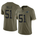 C.Panthers #51 Sam Mills Player Olive Salute to Service Game Edoa Stitched Jerseys