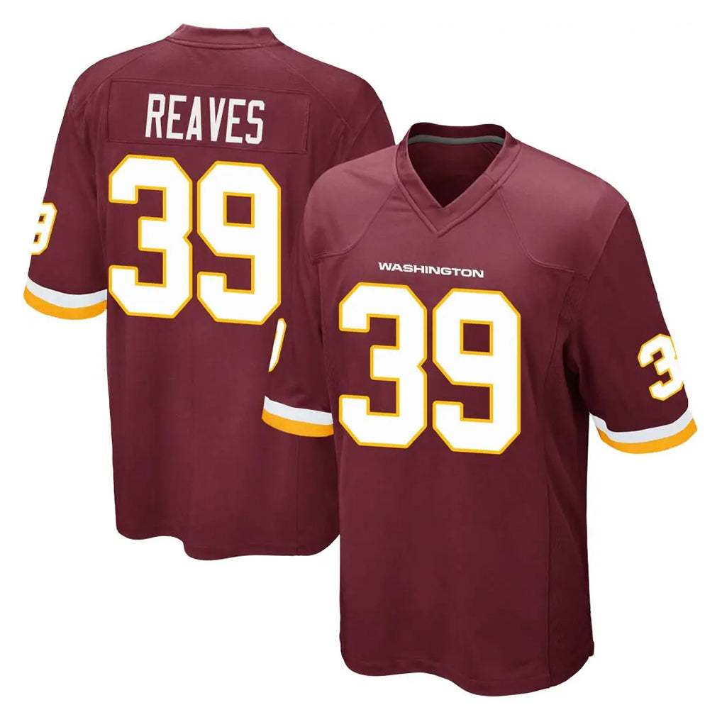 W.Commanders #39 Jeremy Reaves Player Burgundy Team Color Home Game Edoa Stitched Jerseys