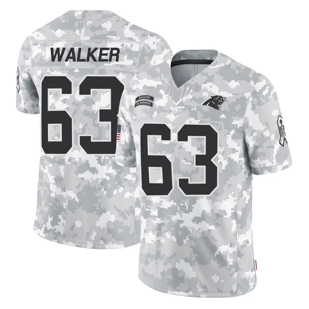 C.Panthers #63 Rasheed Walker Player Arctic Camo Salute to Service Limited Game Edoa Stitched Jerseys