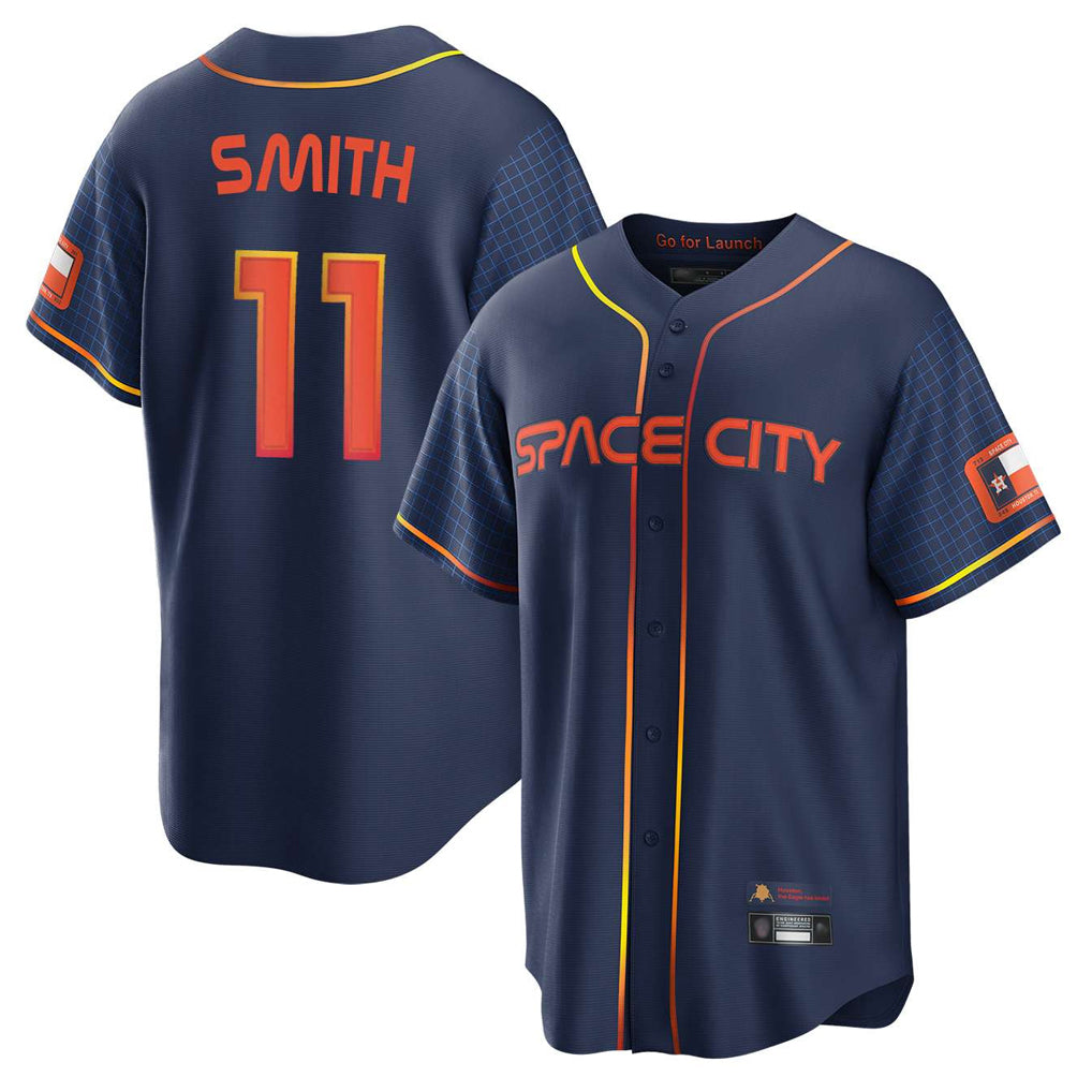 H.Astros #11 Cam Smith Player Navy City Connect Home Game Edoa Stitched Jerseys