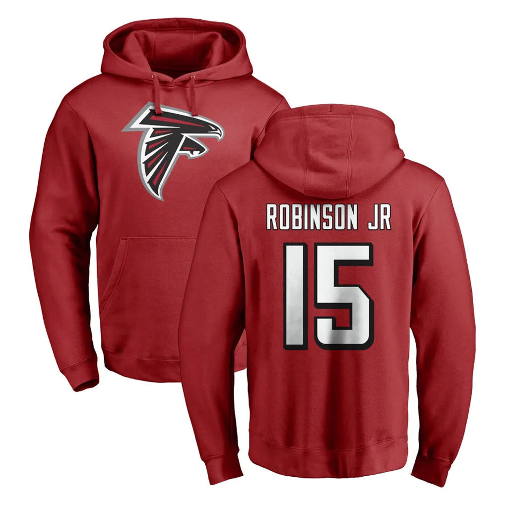 A.Falcons #15 Brian Robinson Player Red Pullover Hoodies Home Game Edoa Stitched Jerseys