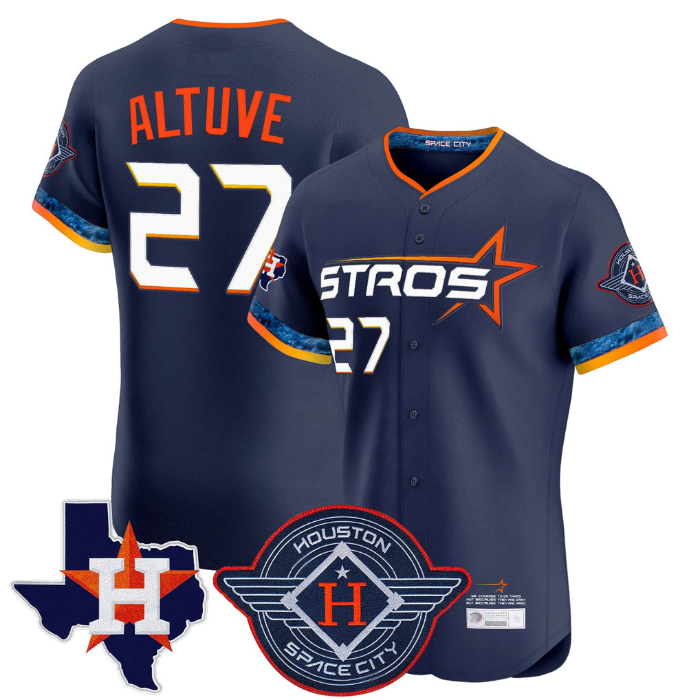 H.Astros #27 Jose Altuve Player Navy City Connect Texas Patch Vapor Premier Limited Elite Home Edoa Stitched Jerseys