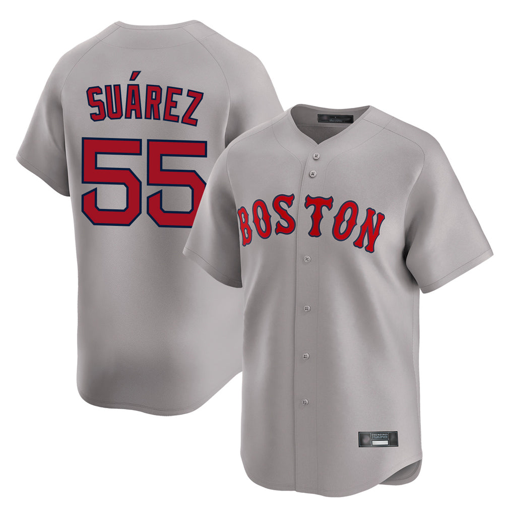 B.Red Sox #55 Ranger Su¨¢rez Player Gray Road Limited Home Game Edoa Stitched Jerseys