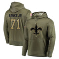 NO.Saints #71 Kelvin Banks Jr. Player Olive Salute to Service Pullover Hoodies Home Game Edoa Stitched Jerseys