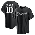A.Braves #10 Chipper Jones Player Black Home Game Edoa Stitched Jerseys