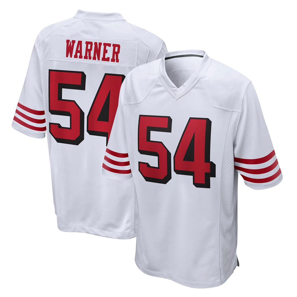 SF.49ers #54 Fred Warner Player White Limited Home Game Edoa Stitched Jerseys