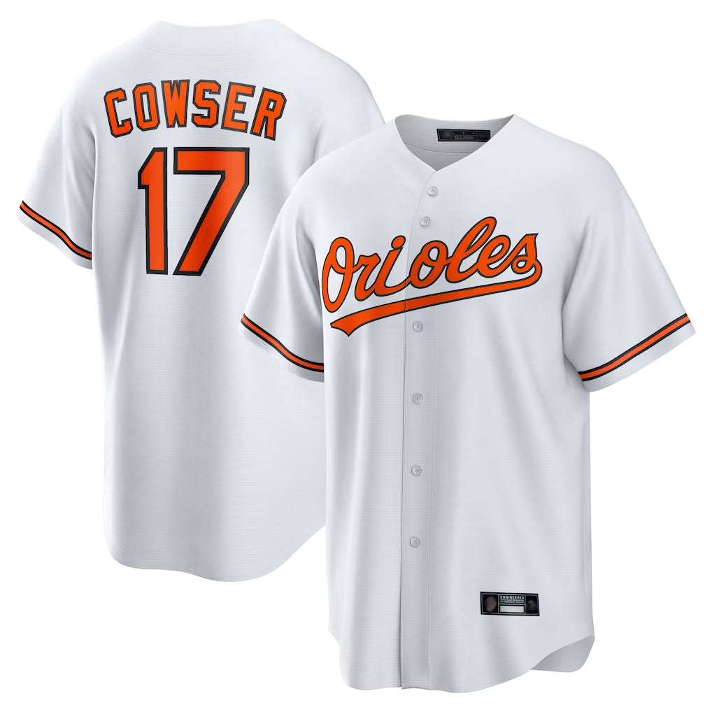 B.Orioles #17 Colton Cowser Player White Home Game Edoa Stitched Jerseys