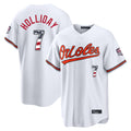 B.Orioles #7 Jackson Holliday Player White USA 250 Fourth of July Home Game Edoa Stitched Jerseys