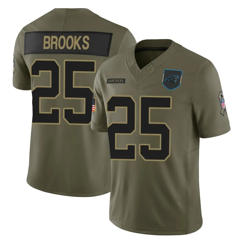 C.Panthers #25 Jonathon Brooks Player Olive 2025 Salute to Service Limited Game Edoa Stitched Jerseys