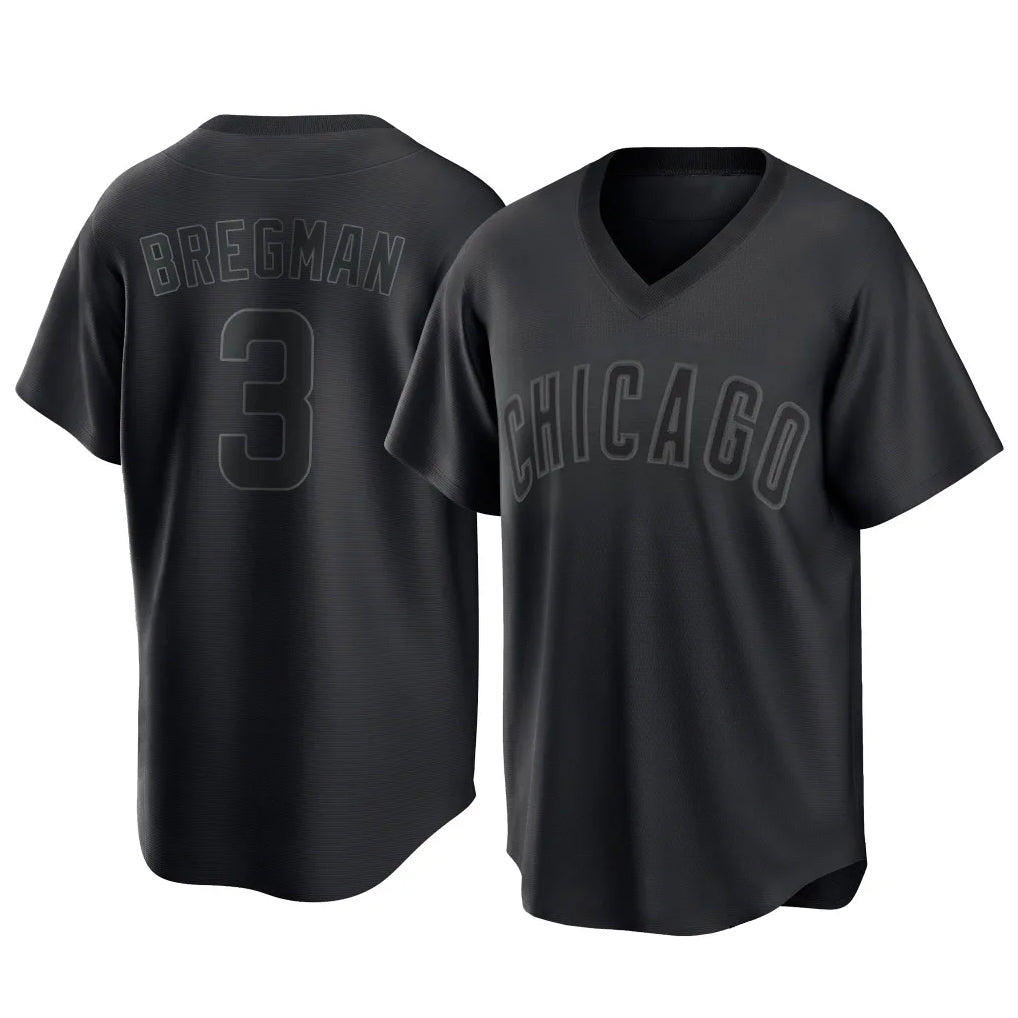 C.Cubs #3 Alex Bregman Player Black T-shirt Home Game Edoa Stitched Jerseys