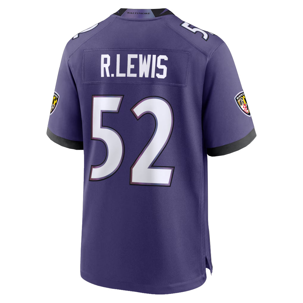 B.Ravens #52 Ray Lewis Player Purple Home Game Edoa Stitched Jerseys