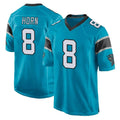 C.Panthers #8 Jaycee Horn Player Blue Game Edoa Stitched Jerseys