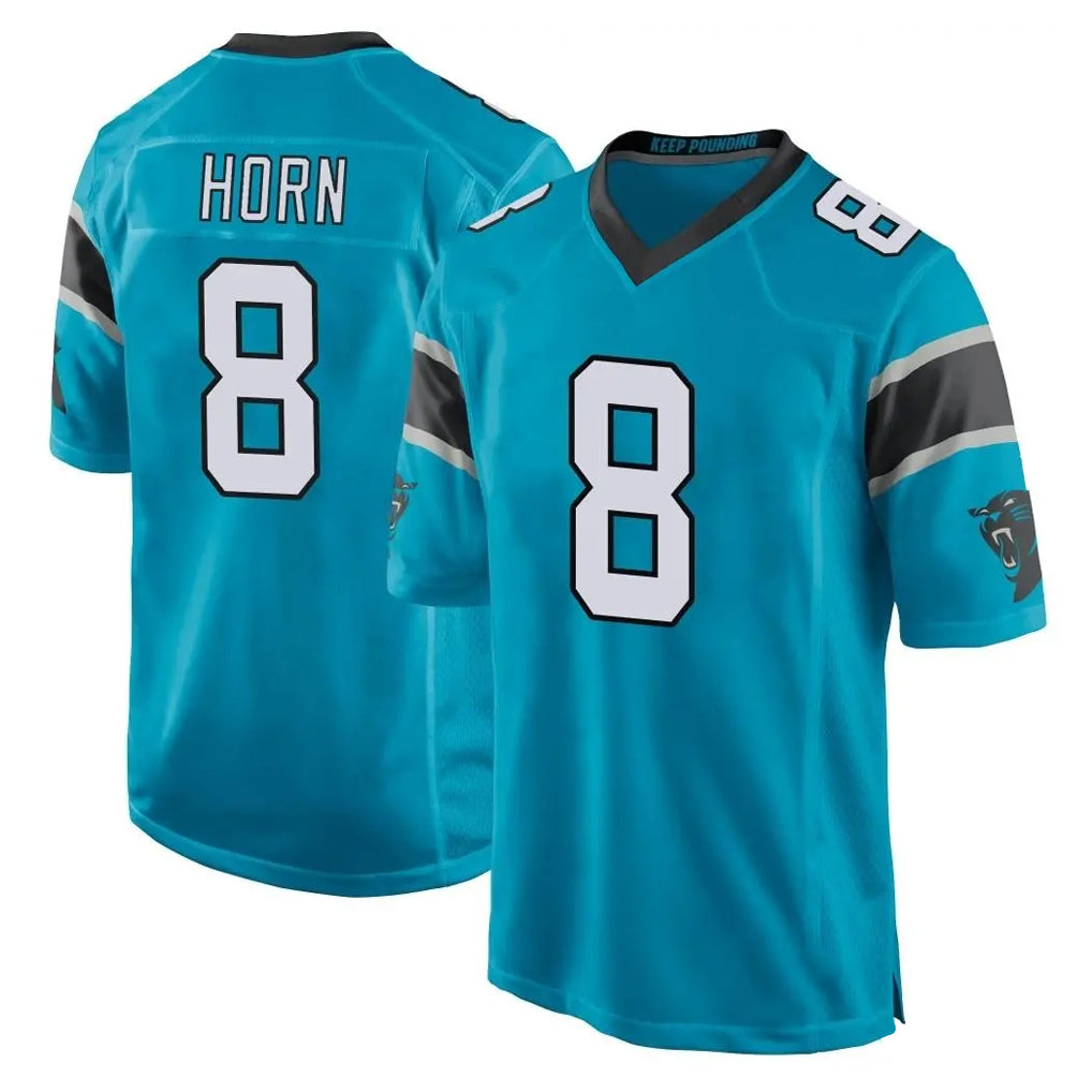 C.Panthers #8 Jaycee Horn Player Blue Game Edoa Stitched Jerseys