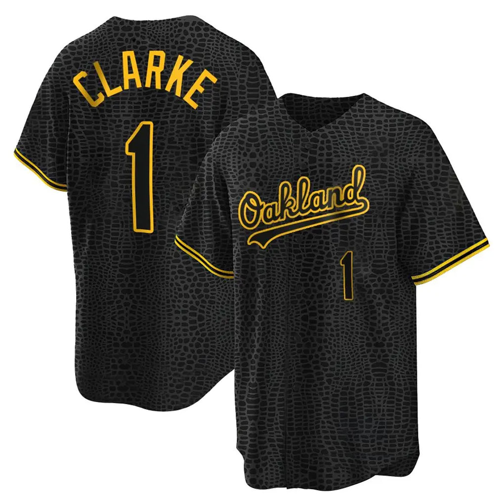 Athletics #1 Denzel Clarke Player Black Snake Skin City Home Game Edoa Stitched Jerseys