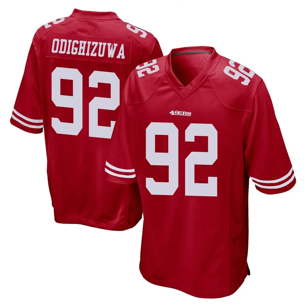 SF.49ers #92 Osa Odighizuwa Player Red Home Game Edoa Stitched Jerseys
