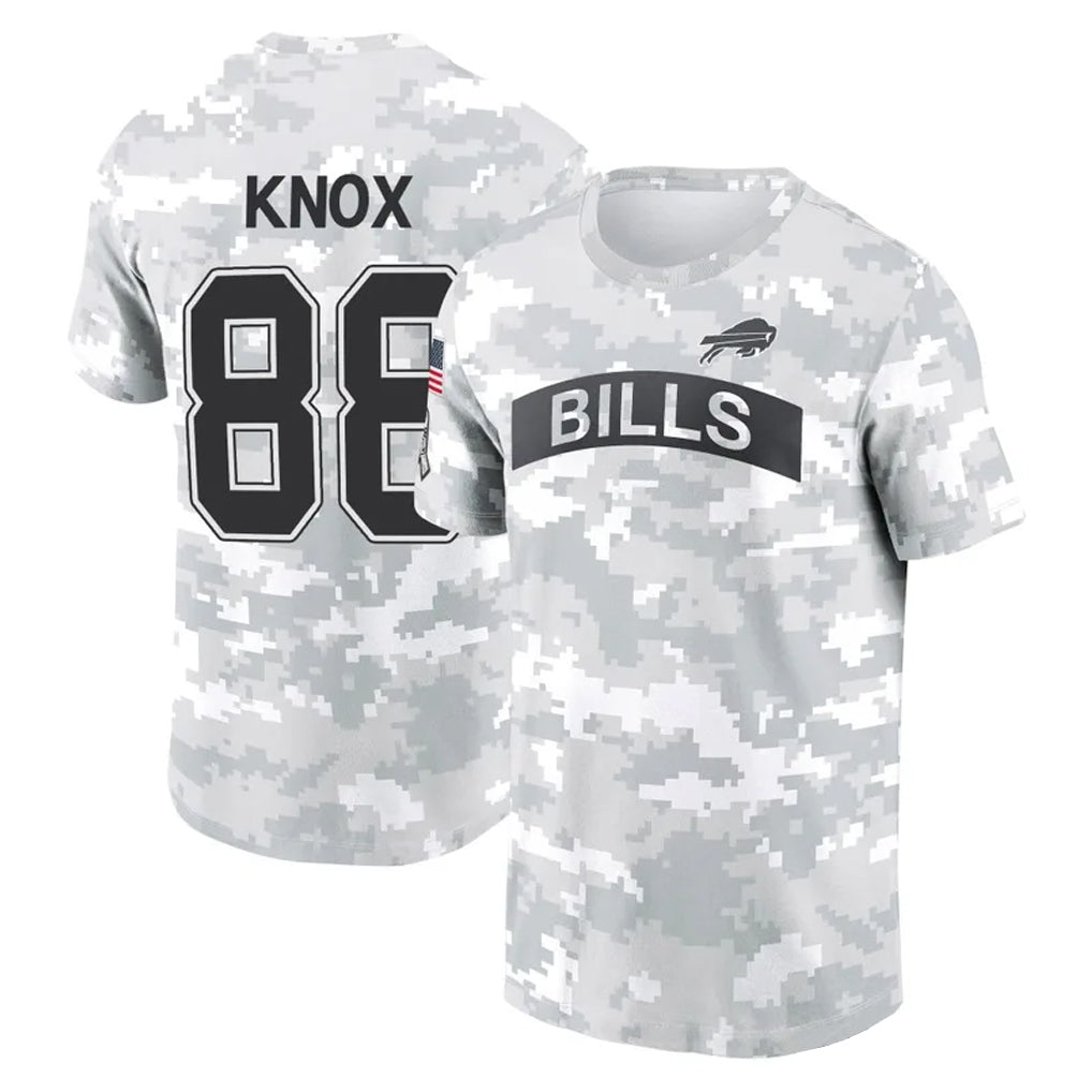 B.Bills #88 Dawson Knox Player Arctic Camo Salute to Service T-Shirt Hoodies Edoa Stitched Jerseys