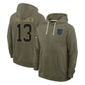 C.Panthers #13 John Metchie III Player Olive Salute to Service Hoodies Game Edoa Stitched Jerseys