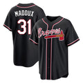 A.Braves #31 Greg Maddux Player Black Fashion Out Game Edoa Stitched Jerseys