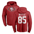 SF.49ers #85 George Kittle Player Red LOGO Pullover Hoodies Home Game Edoa Stitched Jerseys