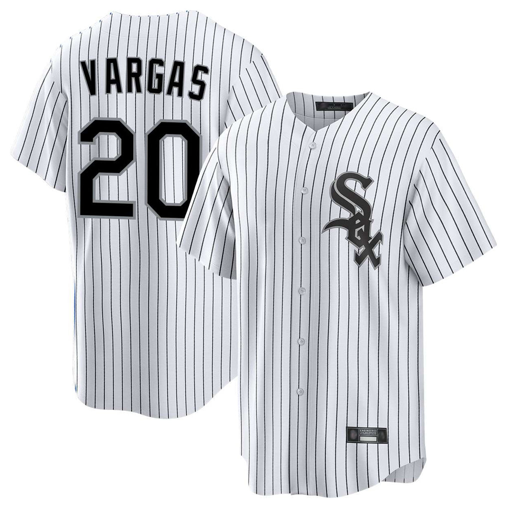 C.White Sox #20 Miguel Vargas Player White Stripe Home Game Edoa Stitched Jerseys