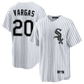 C.White Sox #20 Miguel Vargas Player White Stripe Home Game Edoa Stitched Jerseys