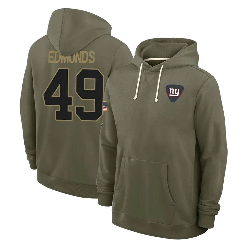 NY.Giants #49 Tremaine Edmunds Player Olive Salute to Service Pullover Hoodies Limited Edoa Stitched Jerseys