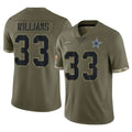 D.Cowboys #33 Javonte Williams Player Olive Salute to Service Limited Game Edoa Stitched Jerseys