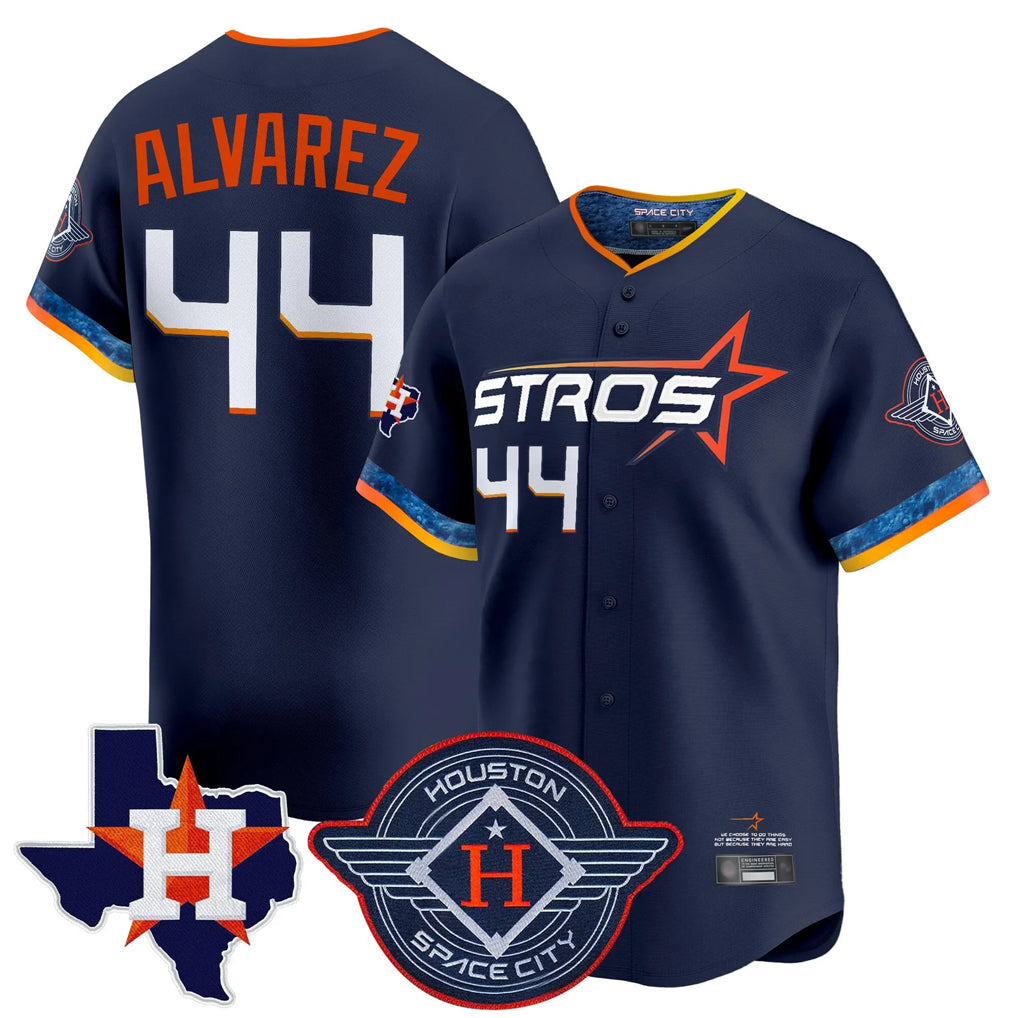 H.Astros #44 Yordan Alvarez Player Navy City Connect Texas Patch Vapor Premier Limited Home Edoa Stitched Jerseys