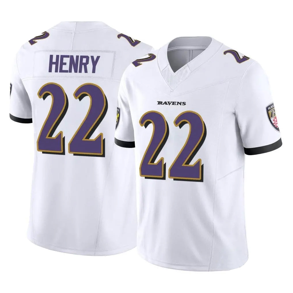 B.Ravens #22 Derrick Henry Player White Limited Home Game Edoa Stitched Jerseys