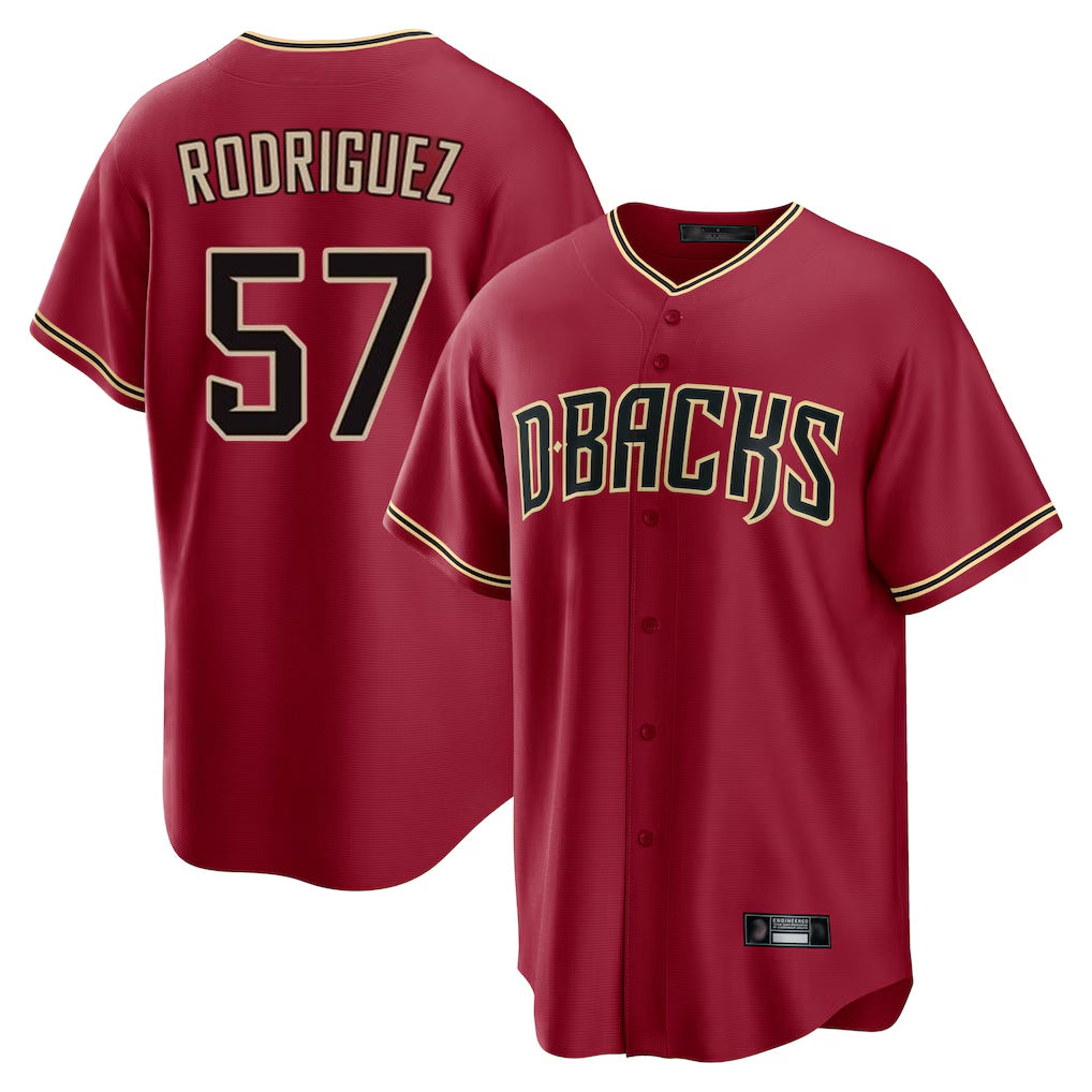 A.Diamondbacks #57 Eduardo Rodriguez Player Red Home Game Edoa Stitched Jerseys