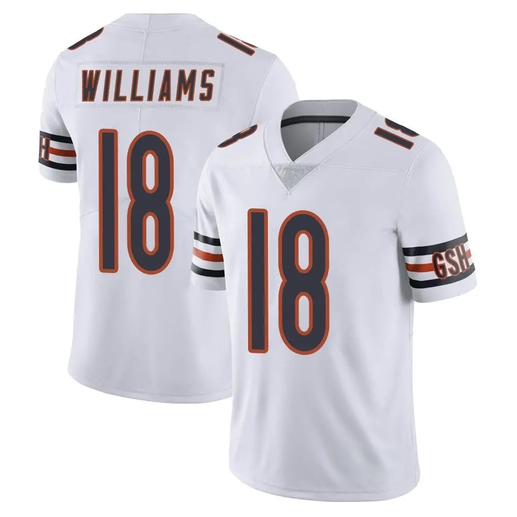 C.Bears #18 Caleb Williams Player White Vapor Untouchable Limited Home Game Edoa Stitched Jerseys